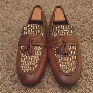 Designer Brown Loafers with Patterned Fabric
